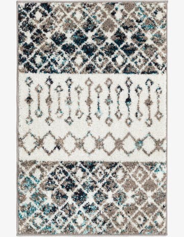 Ivory Gray Blue Moroccan Trellis Rug
