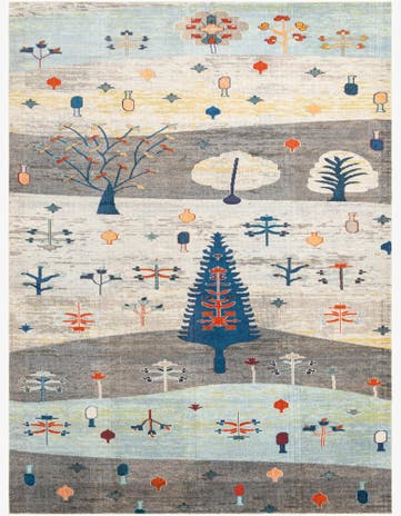 Ivory Gray Blue Washable Vivid Rug