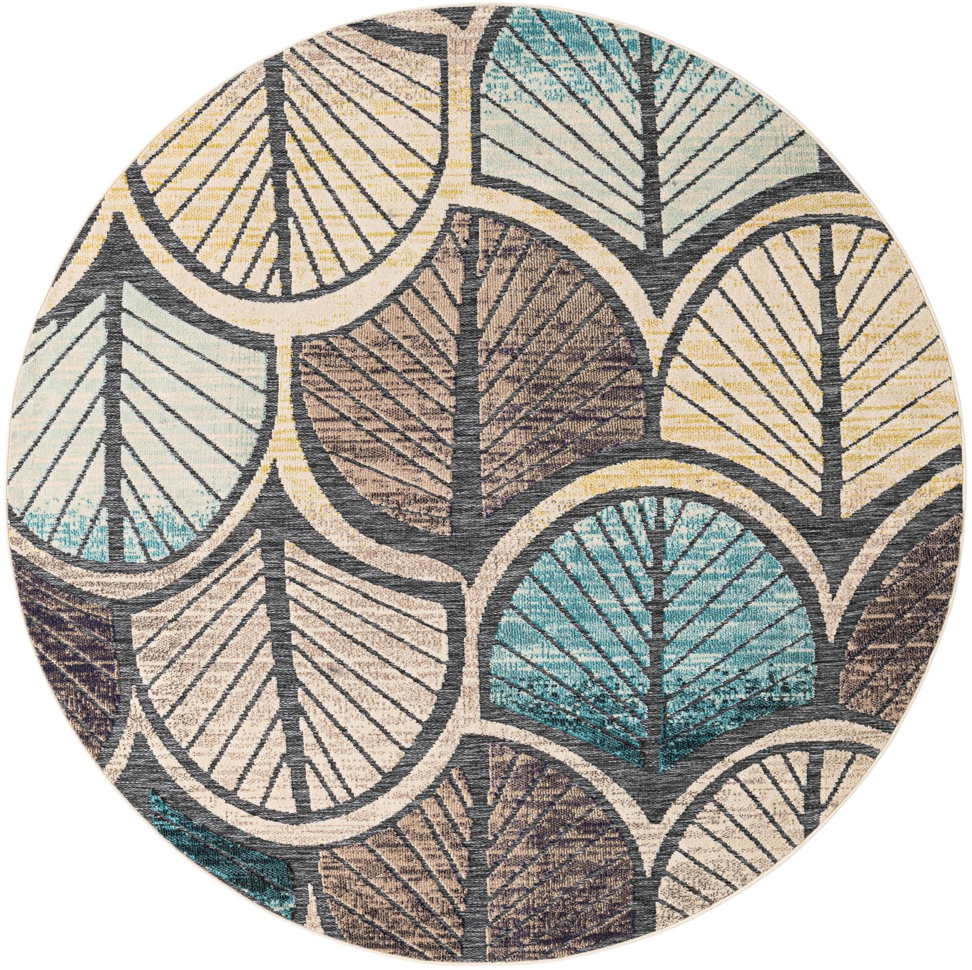 7' 10 x 7' 10 Easy-Clean Casablanca Indoor / Outdoor Round Rug