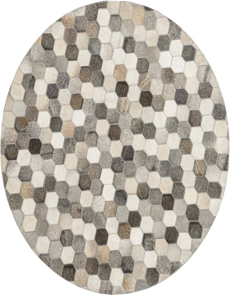 Detail image of 4' 1 x 4' 1 Cowhide Leather Round Rug
