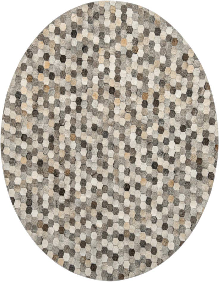 Detail image of 7' 10 x 7' 10 Cowhide Leather Round Rug