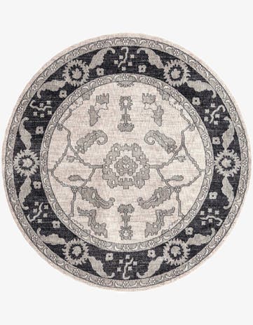 Ivory Gray Eco Traditional Round Rug