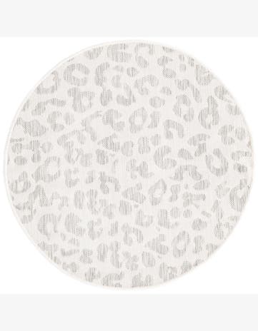 Ivory Gray Easy-Clean Safari Indoor / Outdoor Round Rug