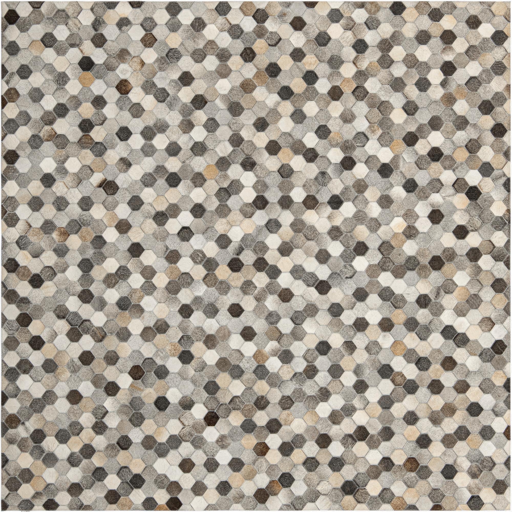 7' 10 x 7' 10 Cowhide Leather Square Rug