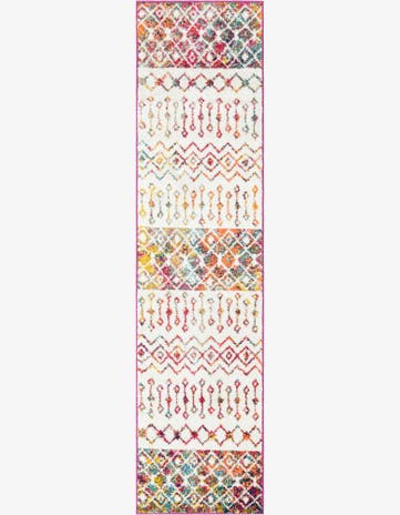 Ivory Multi Moroccan Trellis Runner Rug