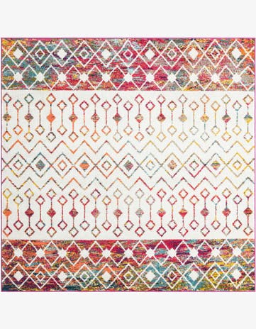 Ivory Multi Moroccan Trellis Square Rug