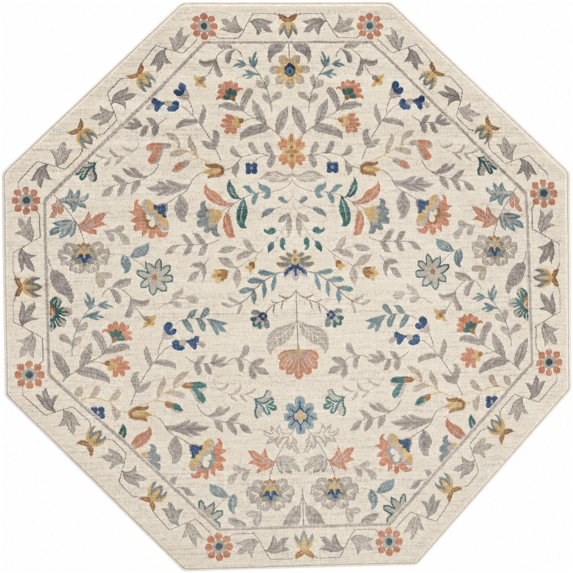 Ivory Blossom Achthoek Vloerkleed