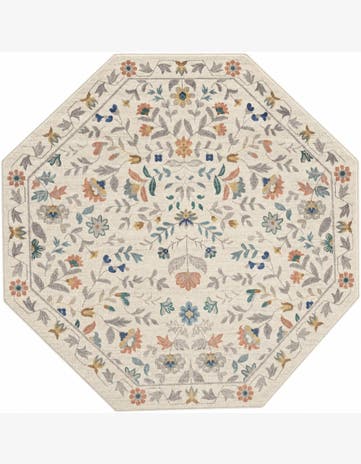 Ivory Blossom Octagon Rug