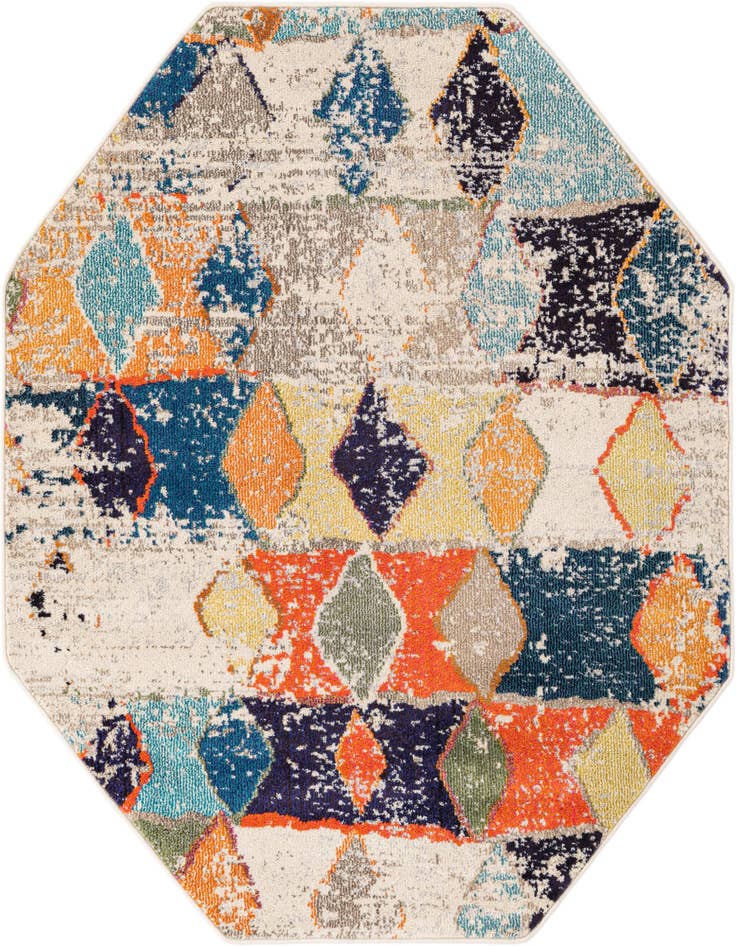 Detail image of 5' 3 x 5' 3 Washable Vivid Octagon Rug