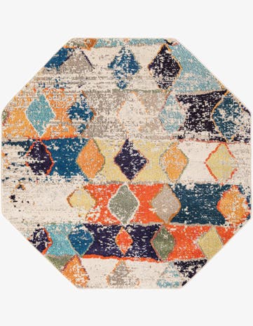 Ivory Washable Vivid Octagon Rug