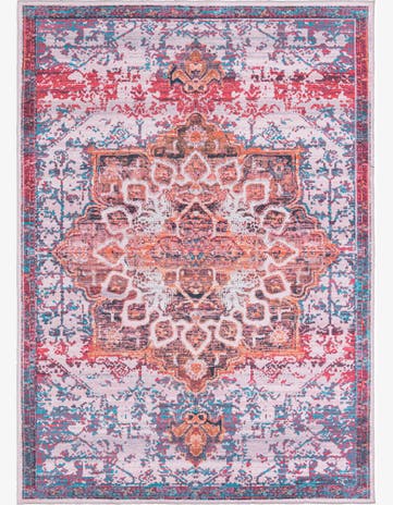 Ivory Orange Washable Renaissance Rug
