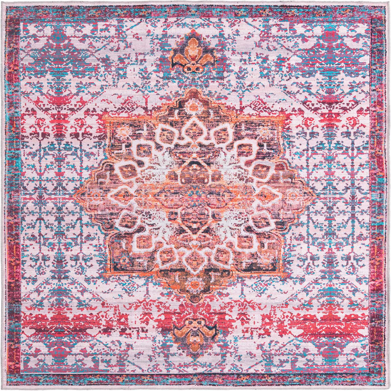 7' 3 x 7' 3 Washable Renaissance Square Rug