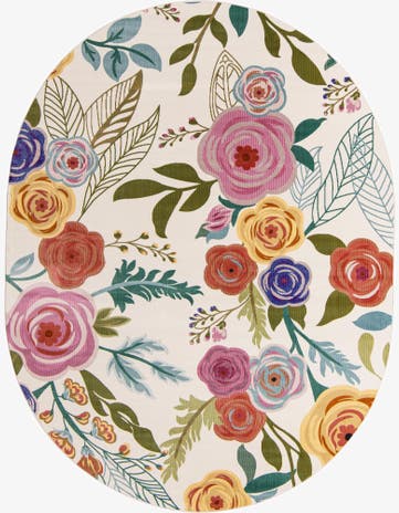 Ivory Blossom Oval Rug