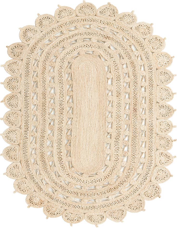Detail image of 5' 1 x 8'  Hand Braided Jute Oval Rug