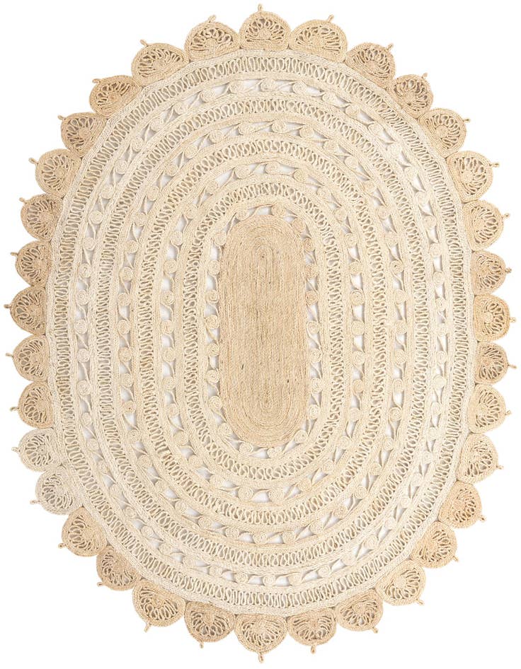 Detail image of 7' 10 x 10'  Hand Braided Jute Oval Rug
