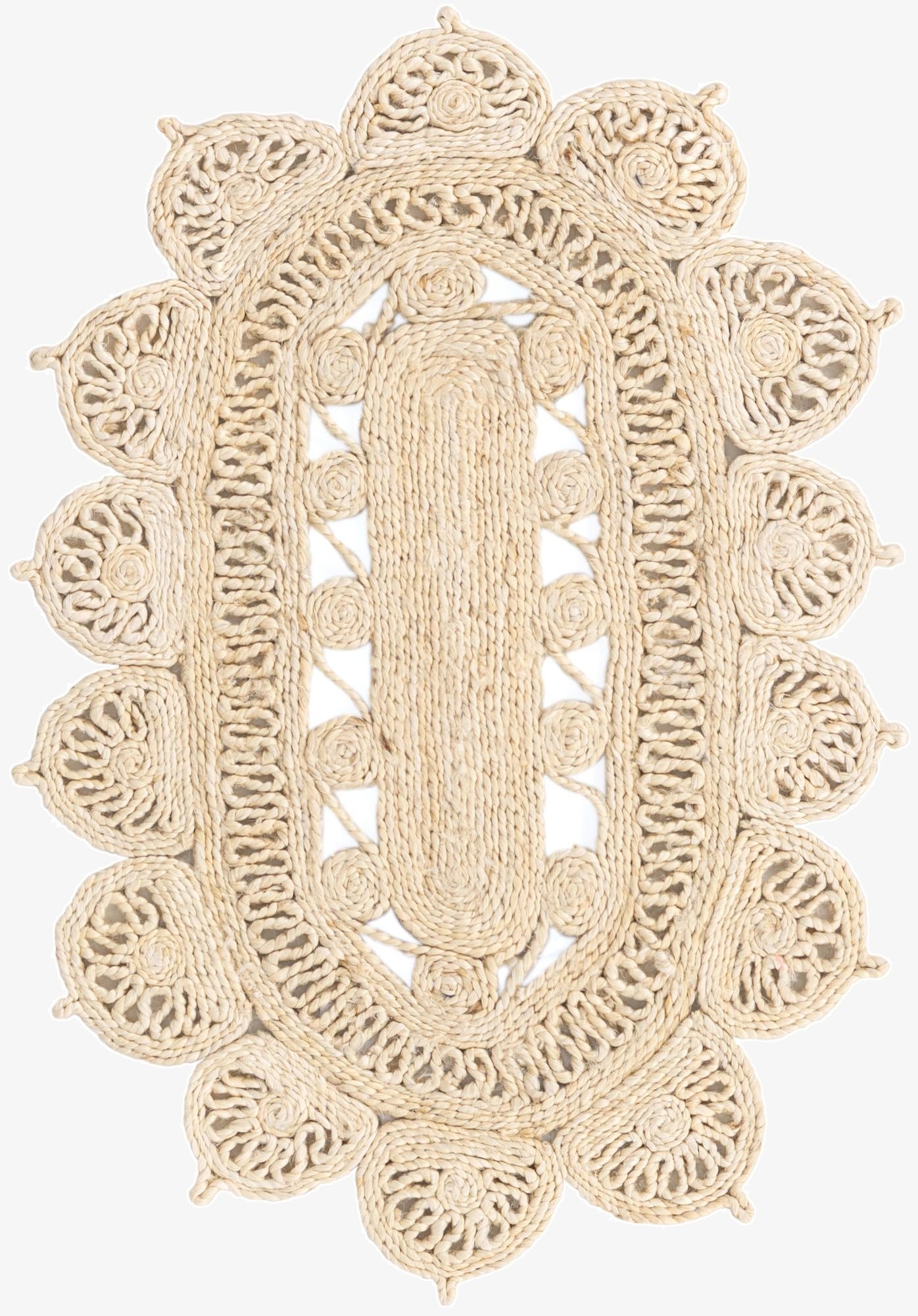 2' x 3' 1  Hand Braided Jute Oval Rug