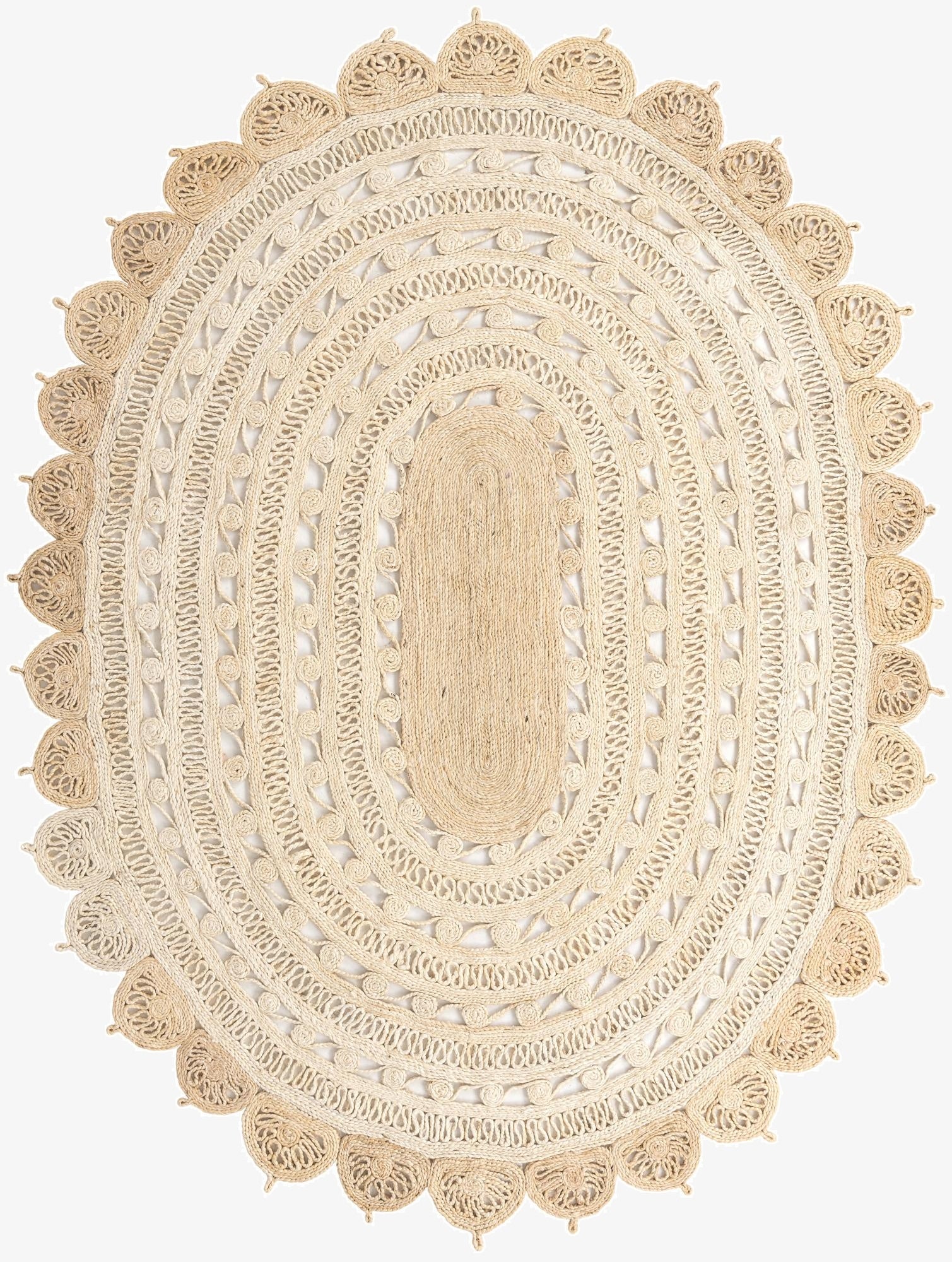7' 10 x 10'  Hand Braided Jute Oval Rug