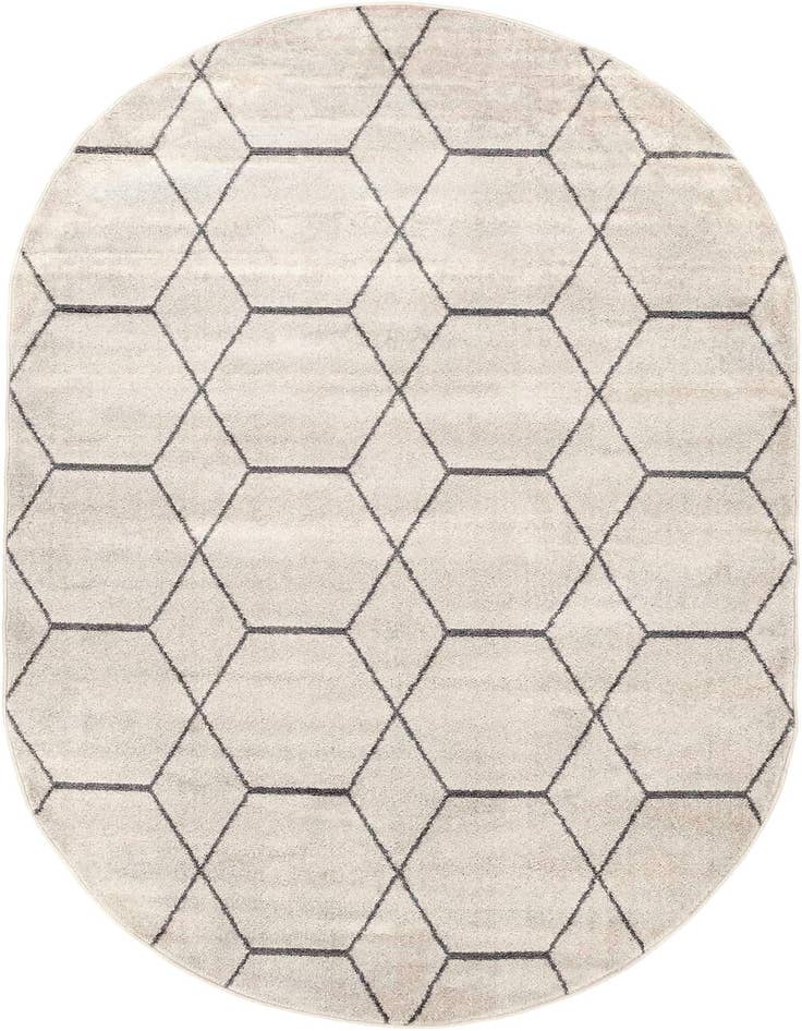 Detail image of 5' 3 x 8' Lattice Frieze Oval Rug
