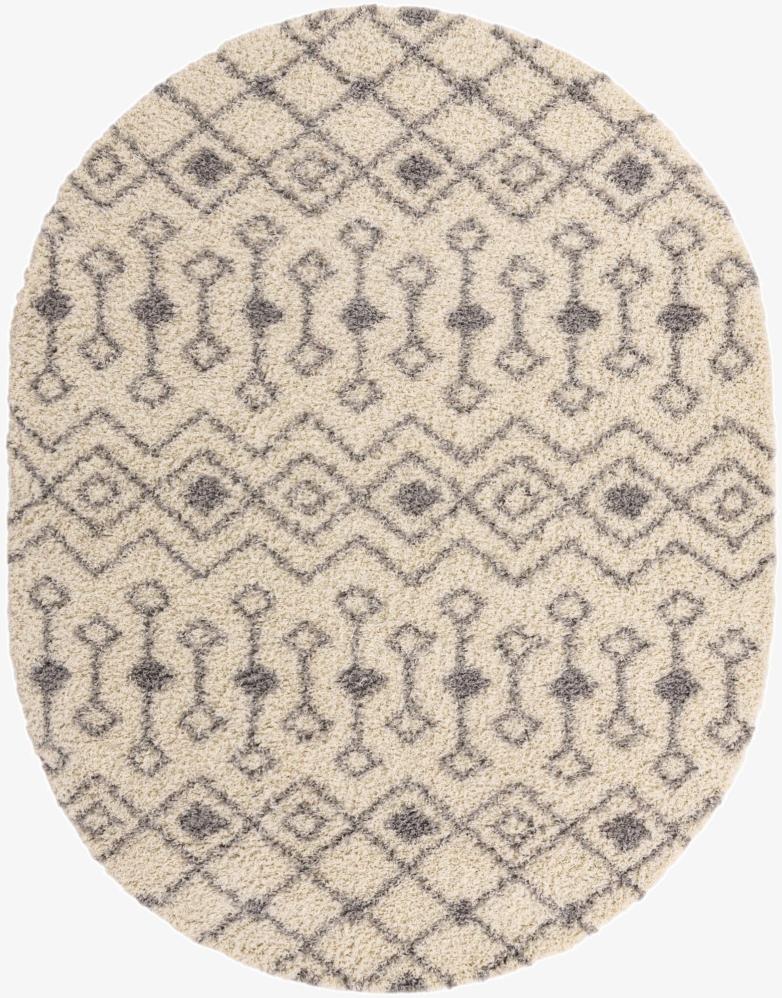 Primary image 7' 10 x 10' Moroccan Trellis Shag Oval Rug
