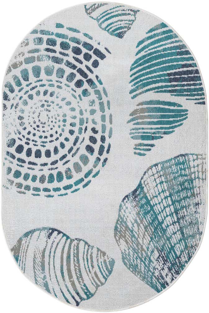 4' x 6' Easy-Clean Coastal Indoor / Outdoor Oval Rug