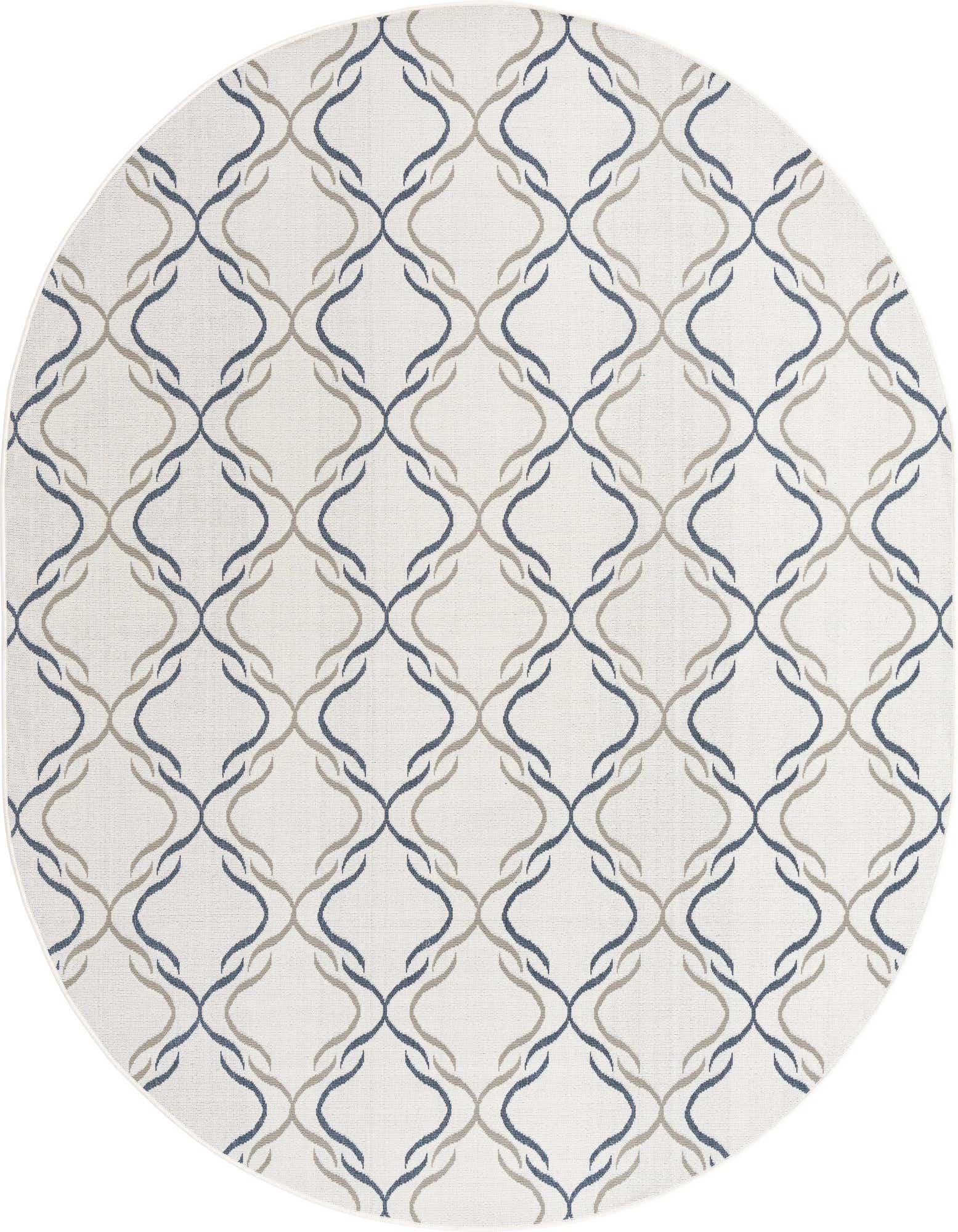 7' 10 x 10' Easy-Clean Lattice Indoor / Outdoor Oval Rug