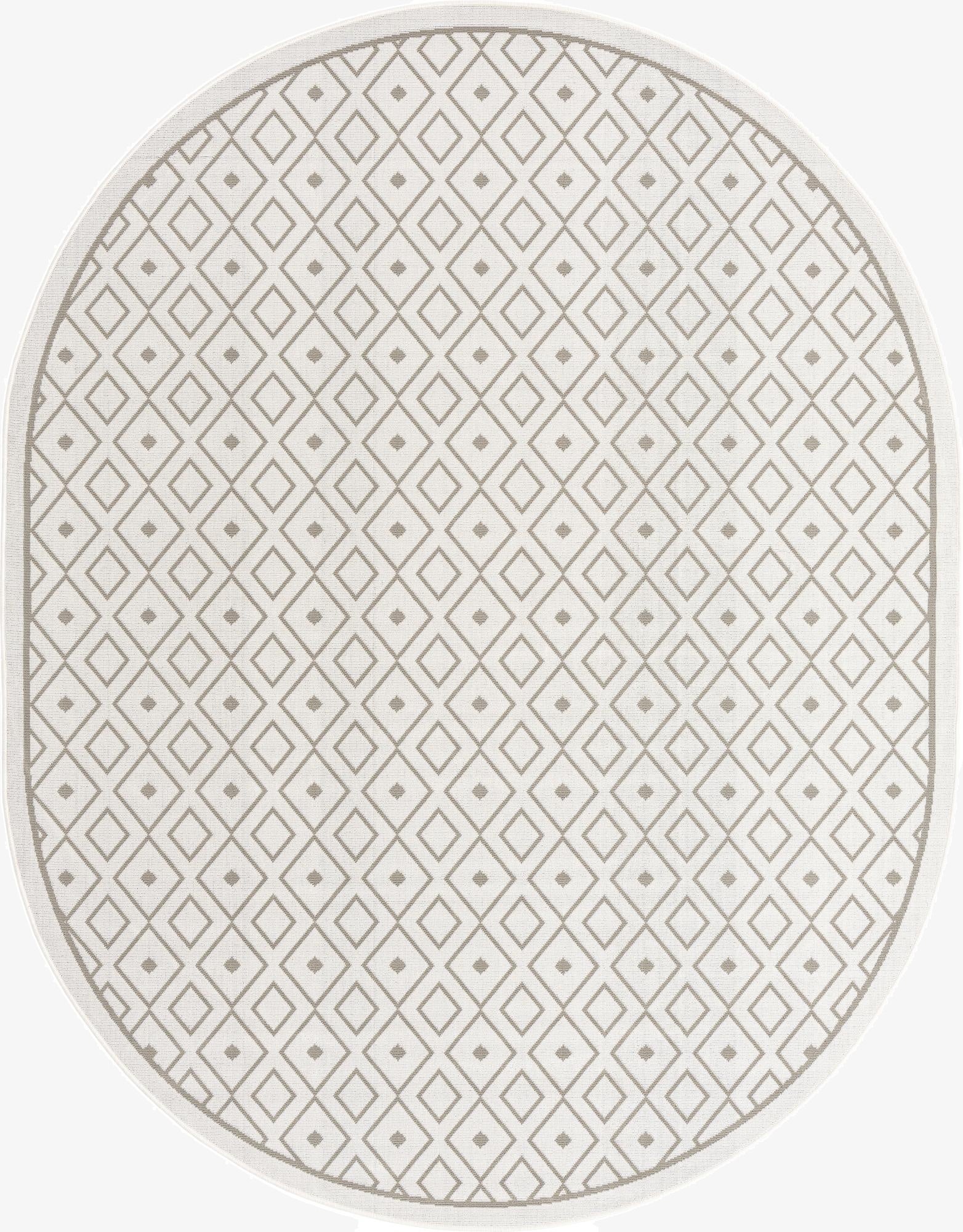 7' 10 x 10' Washable Lattice Indoor / Outdoor Oval Rug