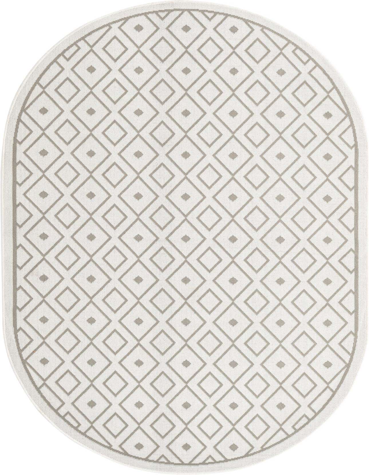 5' 3 x 8' Easy-Clean Trellis Indoor / Outdoor Oval Rug