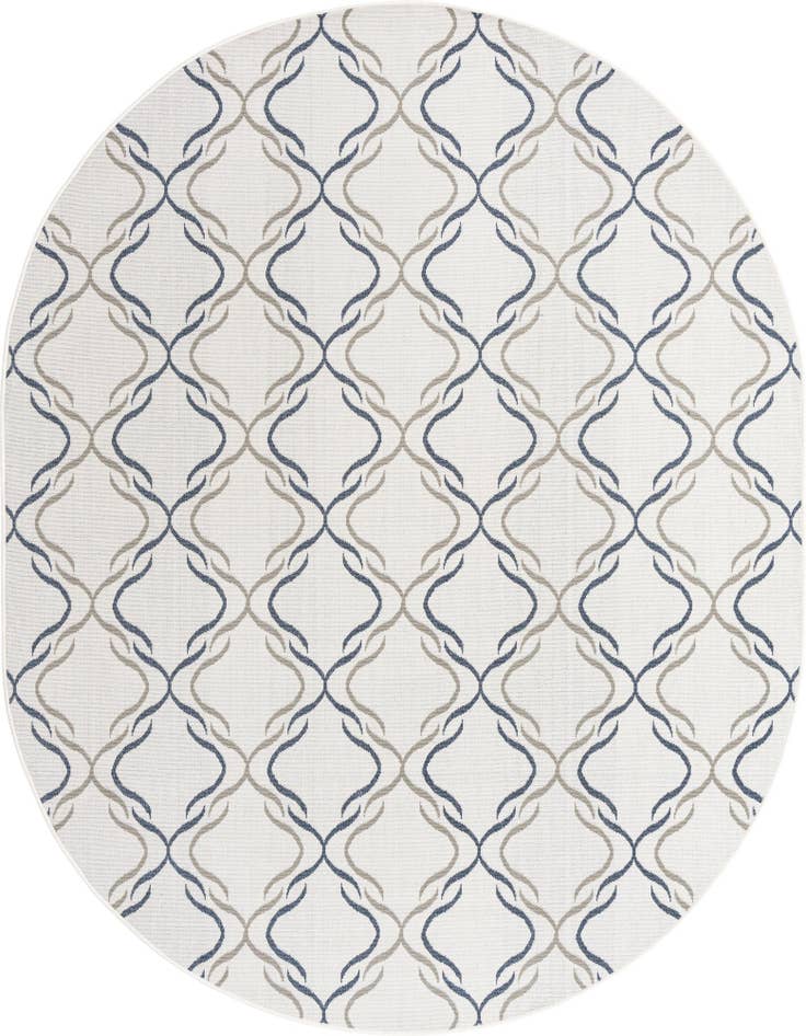 Detail image of 7' 10 x 10' Easy-Clean Trellis Indoor / Outdoor Oval Rug
