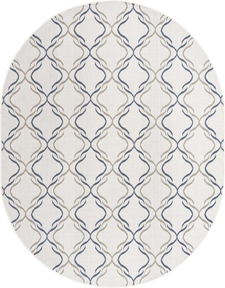 7' 10 x 10' Easy-Clean Trellis Indoor / Outdoor Oval Rug