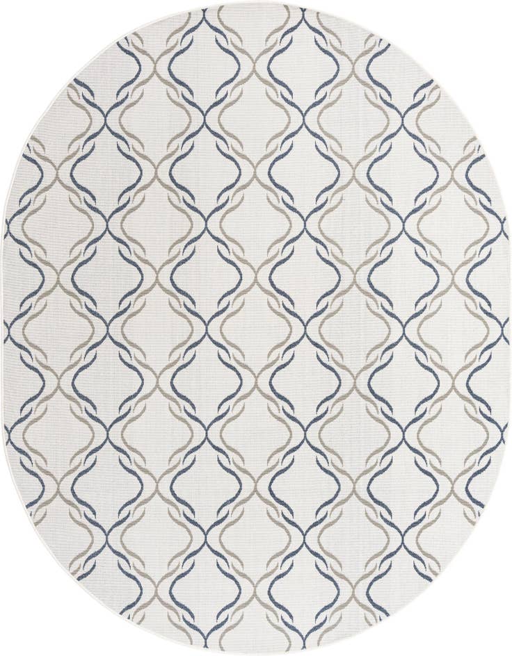 Detail image of 7' 10 x 10' Easy-Clean Trellis Indoor / Outdoor Oval Rug