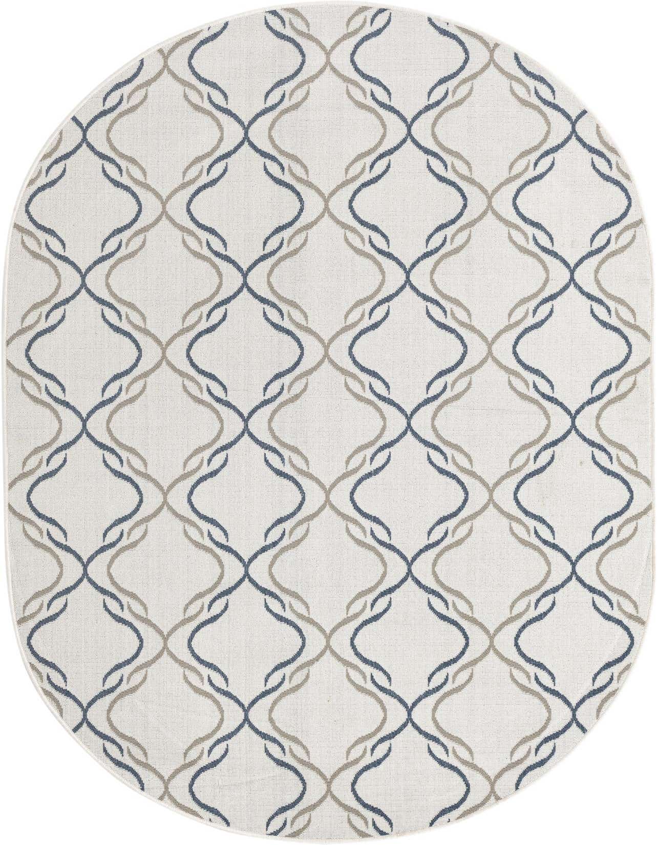 5' 3 x 8' Easy-Clean Trellis Indoor / Outdoor Oval Rug