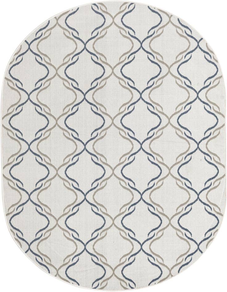 Detail image of 5' 3 x 8' Easy-Clean Trellis Indoor / Outdoor Oval Rug