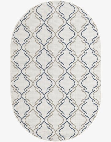 5' 3 x 8' Easy-Clean Trellis Indoor / Outdoor Oval Rug