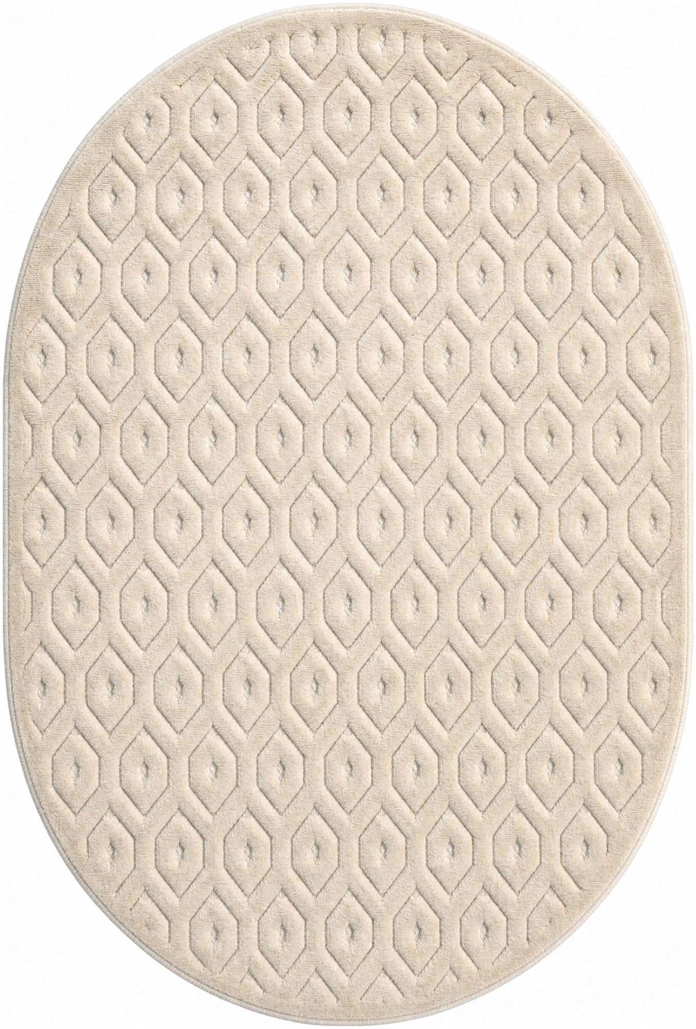 4' x 6' Easy-Clean Trellis Textured Indoor / Outdoor Oval Rug