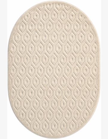 4' x 6' Easy-Clean Trellis Textured Indoor / Outdoor Oval Rug