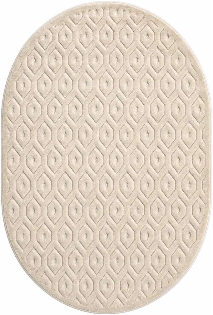 4' x 6' Easy-Clean Trellis Textured Indoor / Outdoor Oval Rug