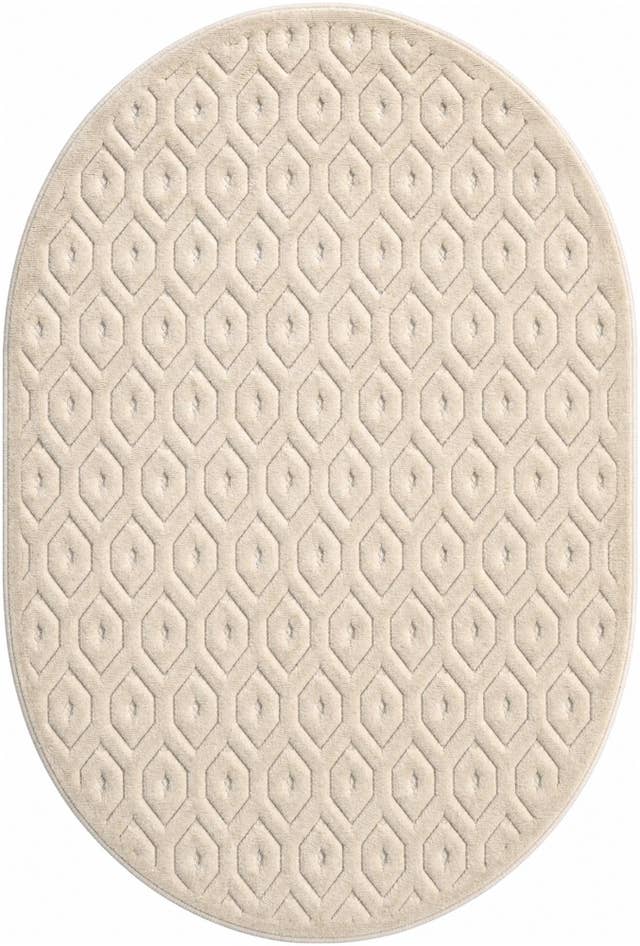 Detail image of 4' x 6' Easy-Clean Trellis Textured Indoor / Outdoor Oval Rug