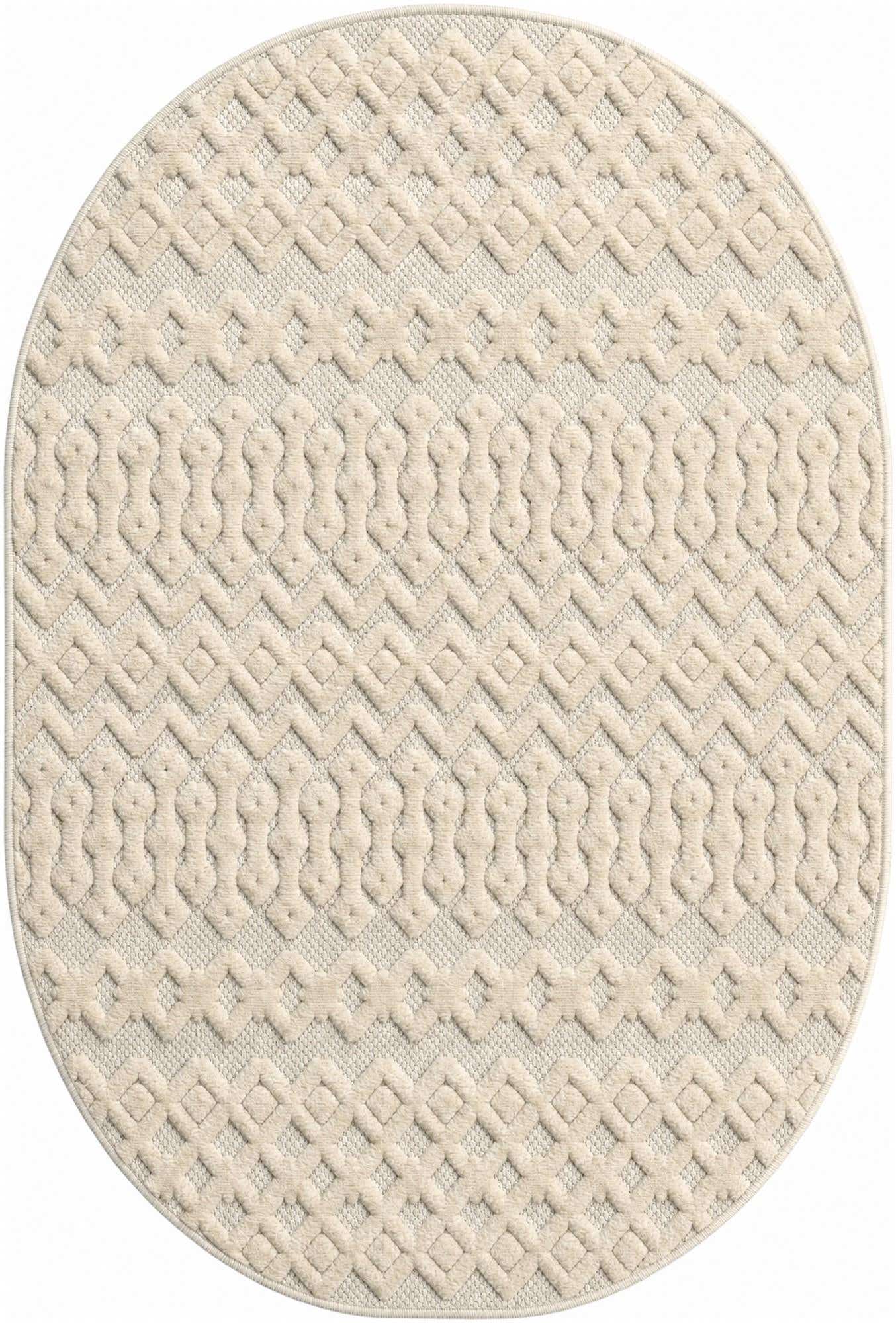 4' x 6' Easy-Clean Trellis Textured Indoor / Outdoor Oval Rug