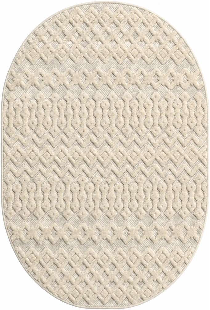 4' x 6' Easy-Clean Trellis Textured Indoor / Outdoor Oval Rug