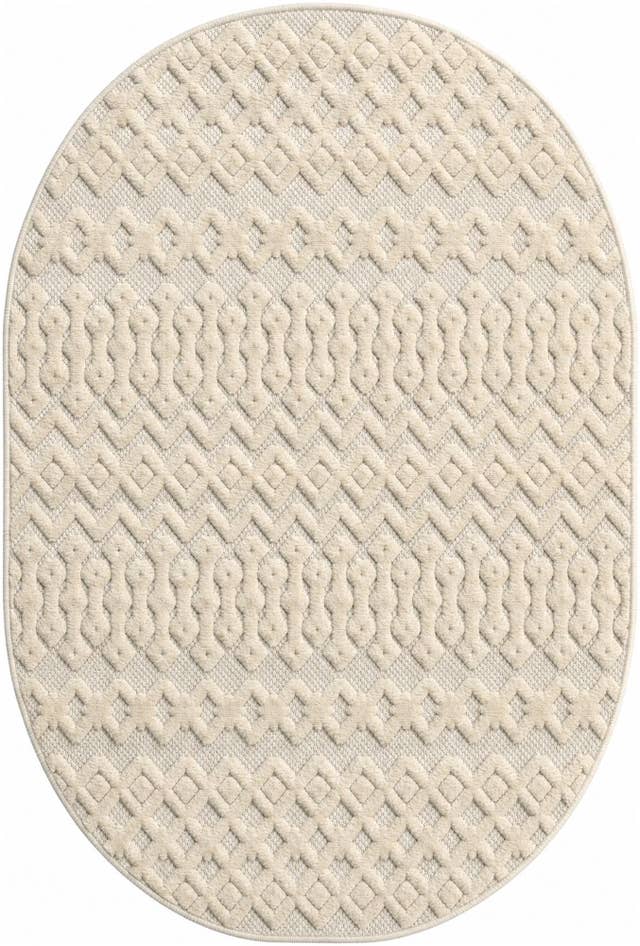 Detail image of 4' x 6' Easy-Clean Trellis Textured Indoor / Outdoor Oval Rug