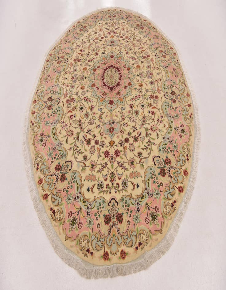Detail image of 6' 7 x 9' 10 Hand Knotted Tabriz Persian Oval Rug