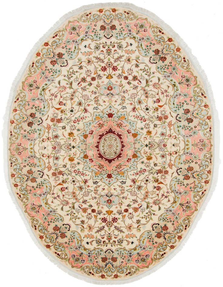 Detail image of 6' 7 x 9' 10 Hand Knotted Tabriz Persian Oval Rug