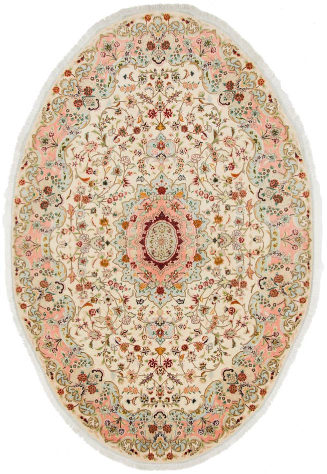 Detail image of 6' 7 x 9' 10 Hand Knotted Tabriz Persian Oval Rug