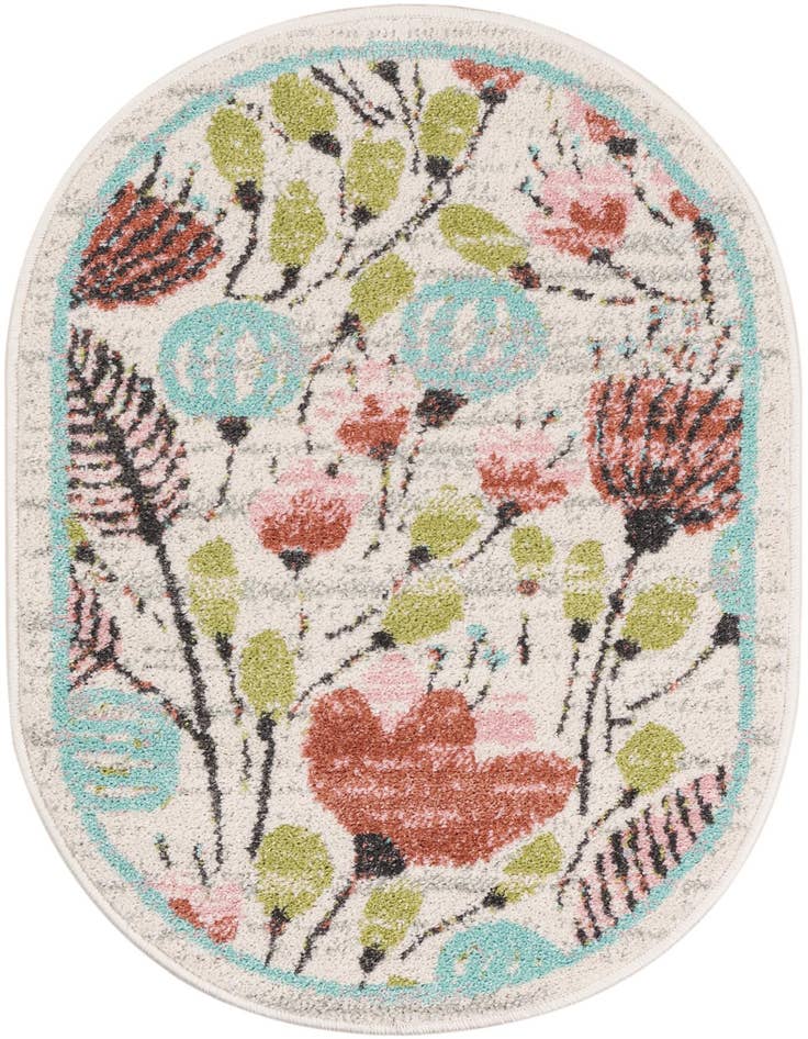 Detail image of 2' 2 x 3' 1 Flowers Whimsy Kids Oval Rug