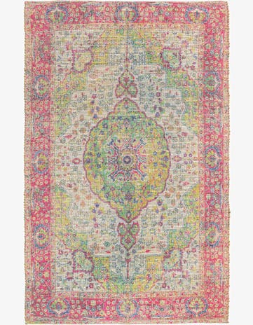 Ivory Pink Hand Woven Chenille Jute Rug