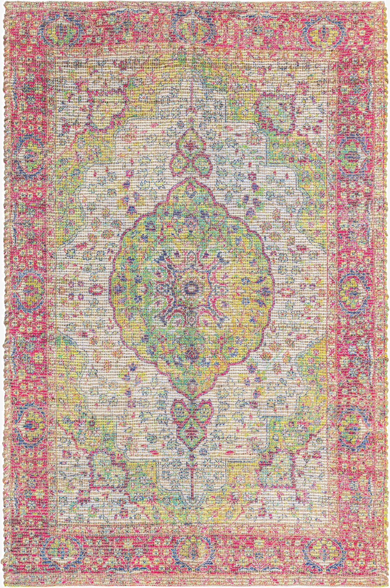 125cm x 185cm  Hand Woven Chenille Jute Alfombra