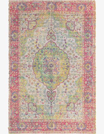 Ivory Pink Hand Woven Chenille Jute Rug