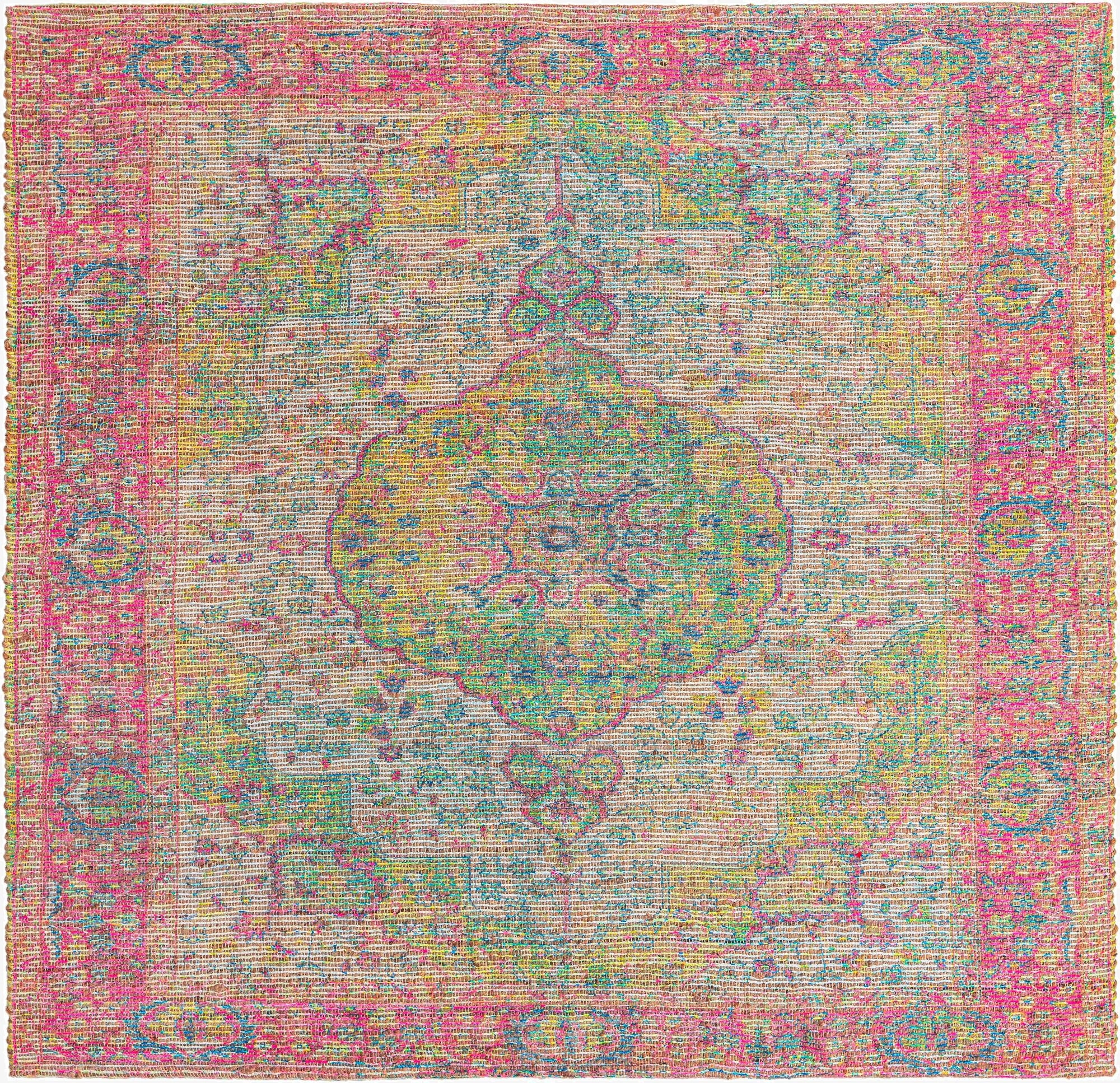 240cm x 240cm  Hand Woven Chenille Jute Square Rug