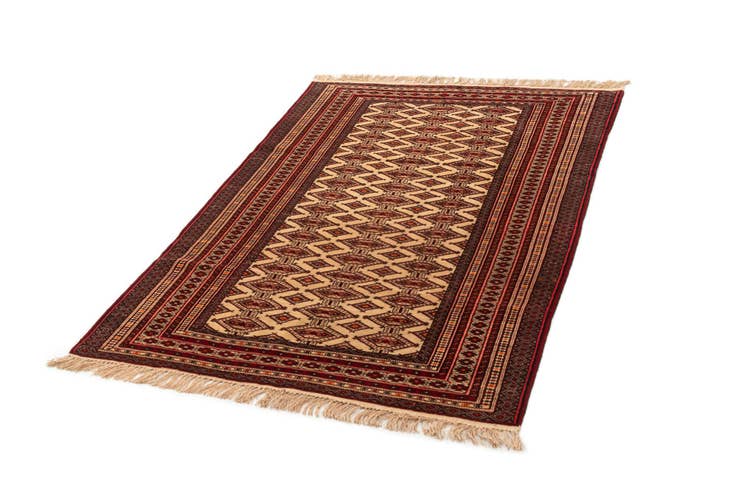 Detail image of 4' 1 x 6' Hand Knotted Afghan Akhche Oriental Wool Rug