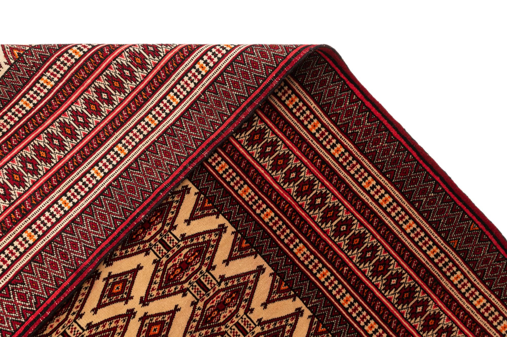 4' 1 x 6' Hand Knotted Afghan Akhche Oriental Wool Rug